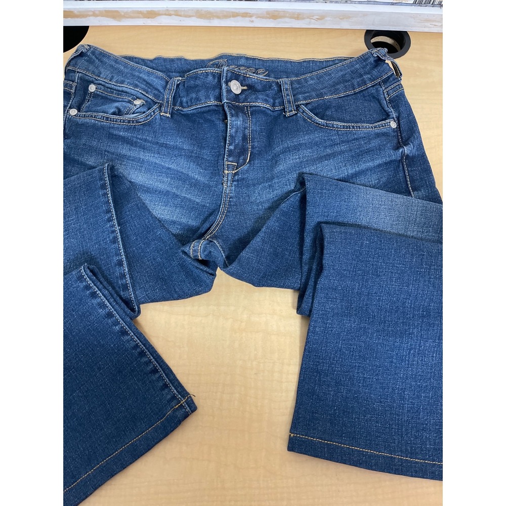 dELiA*s Reese Dark Wash Straight Leg Jeans Blue Denim Mid Rise Stretch Size 7/8